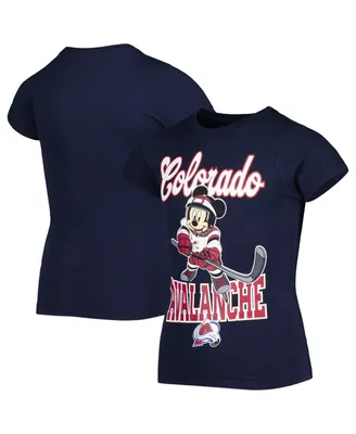 Big Girls Navy Colorado Avalanche Mickey Mouse Go Team T-shirt
