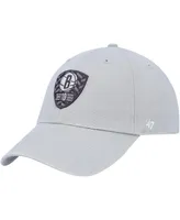 Men's '47 Brand Gray Brooklyn Nets 10Th Anniversary Clean Up Adjustable Hat