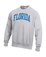 Men's Champion Heathered Gray Florida Gators Big and Tall Reverse Weave Fleece Crewneck Pullover Sweatshirt