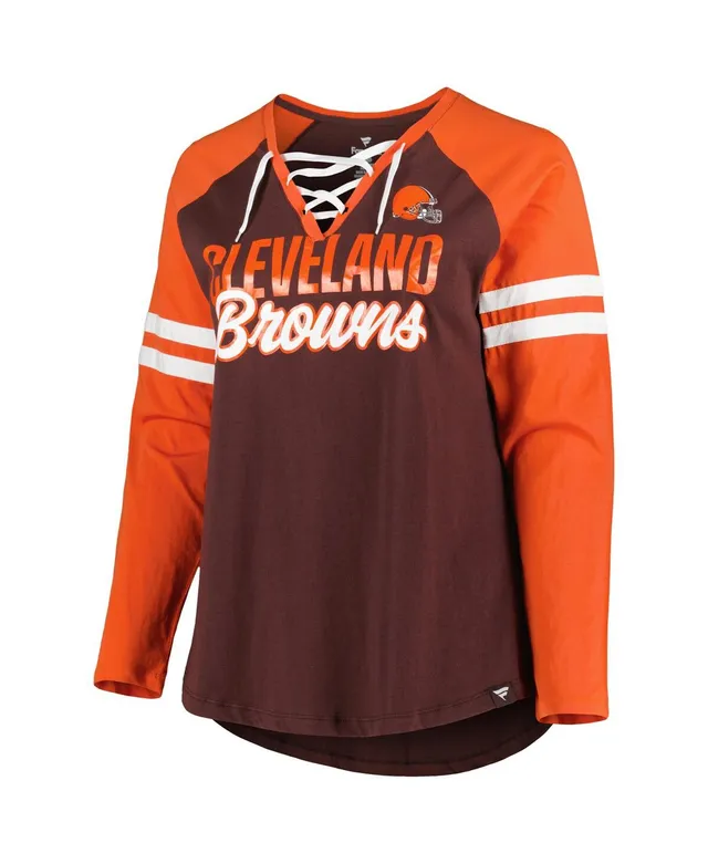 Cleveland Browns '47 Women's Skyler Parkway Cropped Long Sleeve T-Shirt -  Orange