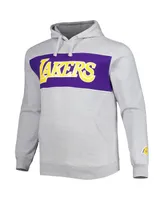 Men's Fanatics Heather Gray Los Angeles Lakers Big and Tall Wordmark Pullover Hoodie