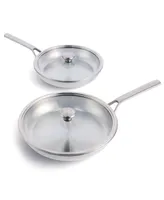 Merten & Storck Stainless Steel 10" and 12" Frypans Set with Lids