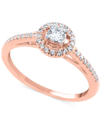 Diamond Halo Engagement Ring (1/4 ct. t.w.) 14k White, Yellow or Rose Gold