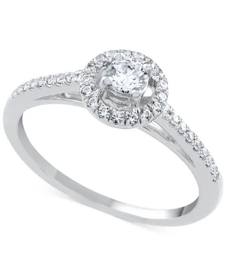 Diamond Halo Engagement Ring (1/4 ct. t.w.) in 14k White, Yellow or Rose Gold