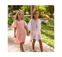 Toddler, Child Girls Peach Flutter Sleeve Beach Dress