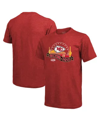 Men's Majestic Threads Red Kansas City Chiefs Super Bowl Lvii Tri-Blend Desert T-shirt
