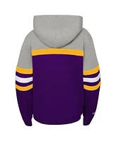 Big Boys Mitchell & Ness Heather Gray, Purple Los Angeles Lakers Hardwood Classics Head Coach Pullover Hoodie
