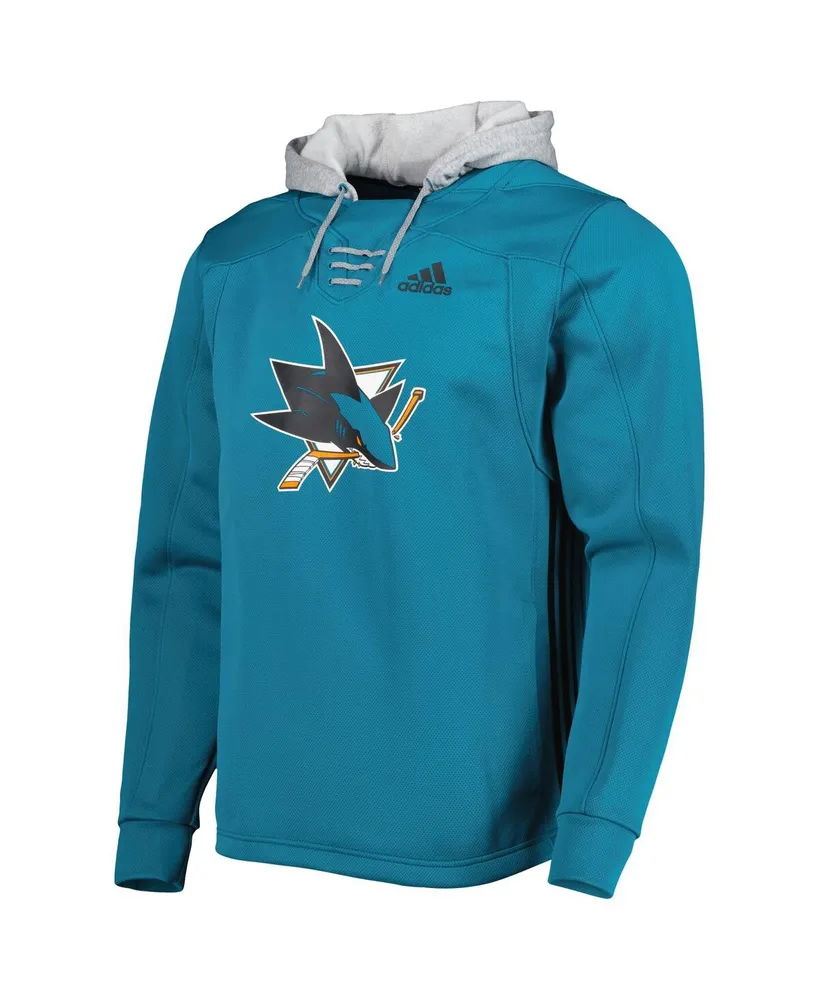 Men's adidas Teal San Jose Sharks Skate Lace Team Pullover Hoodie