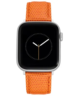 WITHit Orange Lizard Grain Textured Genuine Leather Band Compatible with 38/40/41mm Apple Watch
