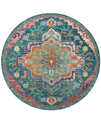 Safavieh Crystal CRS501 Teal and Rose 5' x 5' Round Area Rug