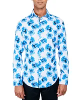 Society of Threads Men's Regular-Fit Non-Iron Performance Stretch Floral-Print Button-Down Shirt