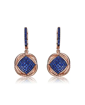 Genevive 18K Rose Gold and Black Plated Sterling Silver Cubic Zirconia Dangling Earrings