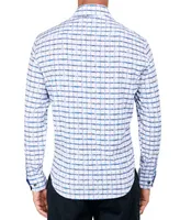 Society Of Threads Men's Regular-Fit Non-Iron Performance Stretch Floral Grid-Print Button-Down Shirt