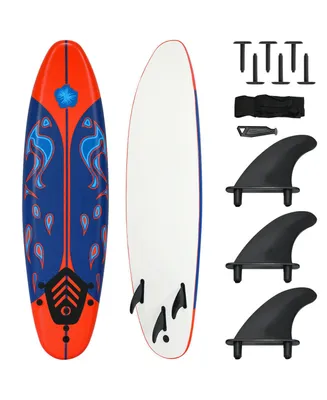 6' Surfboard Foamie Body Surfing Board W/3 Fins & Leash
