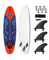 Costway 6' Surfboard Foamie Body Surfing Board W/3 Fins & Leash