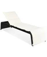 Costway Patio Rattan Lounge Chair Chaise Recliner Back Adjustable Cushioned Garden