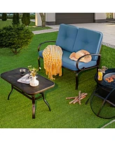 Costway 2PCS Patio LoveSeat Coffee Table Furniture Set Bench