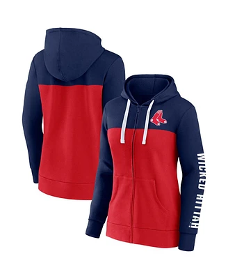 Women's Fanatics Navy, Red Boston Red Sox Take The Field Colorblocked Hoodie Full-Zip Jacket