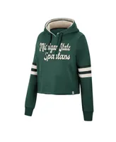 Women's Colosseum Green Michigan State Spartans Retro Cropped Pullover Hoodie