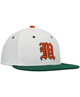 Men's adidas White, Green Miami Hurricanes On-Field Baseball Fitted Hat