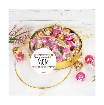 Mother's Day Candy Gift Tin with Chocolate Lindor Truffles by Lindt Large Plastic Tin with Sticker By Just Candy - Assorted pre