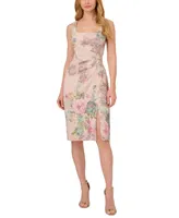 Adrianna Papell Women's Floral-Print Textured Square-Neck Sheath Dress