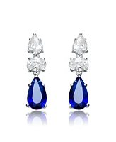 Radiant White Gold Plated Drop Earrings Sterling Silver with Pear Shape and Oval Cubic Zirconia