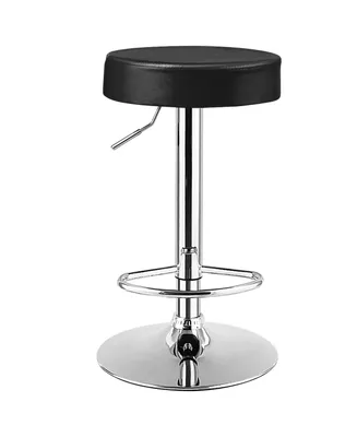 Costway 1 Pc Round Bar Stool Adjustable Swivel Pub Chair U Leather