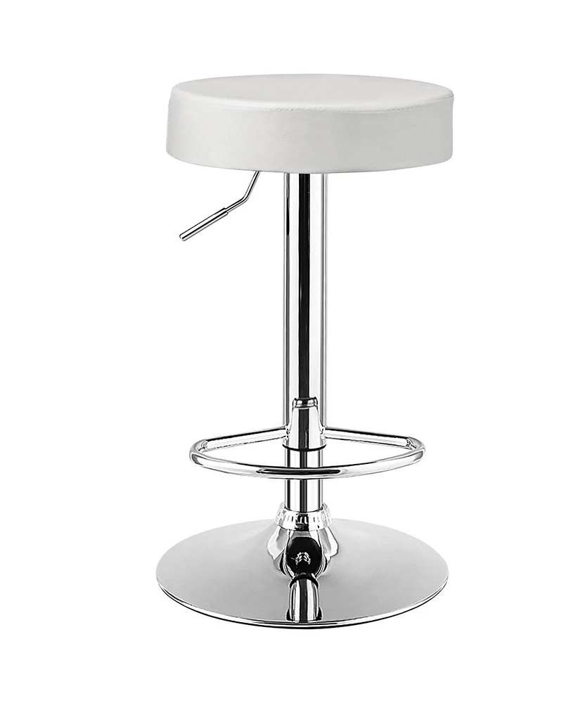 1 Pc Round Bar Stool Adjustable Swivel Pub Chair U Leather