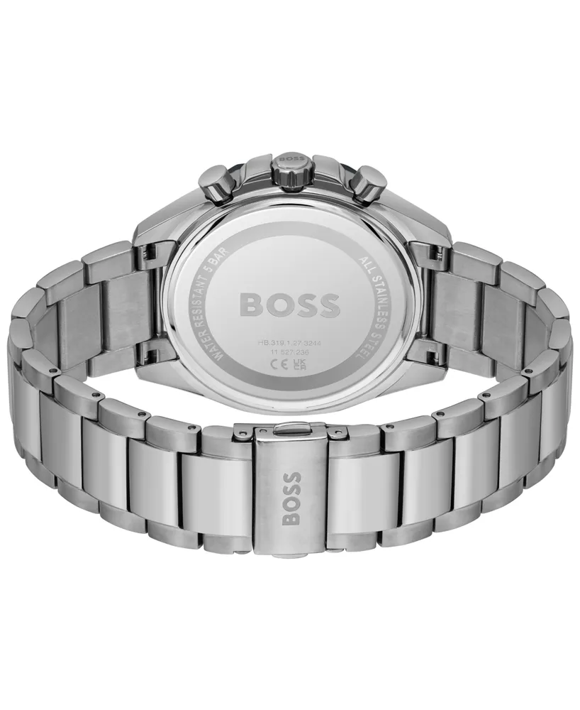 Hugo Boss Men's Cloud Quartz Chronograph Silver-Tone Stainless Steel Watch 43mm - Silver