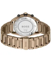 Hugo Boss Men's Center Court Quartz Chronograph Ionic Plated Beige Gold-Tone Steel Watch 44mm - Gold