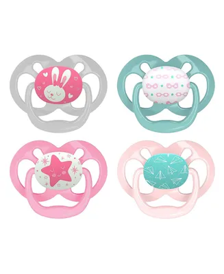 Dr. Browns Advantage Symmetrical Pacifier, Pink, 4 Pack, 6-18m