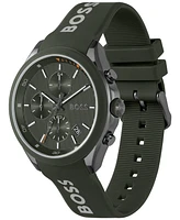 Hugo Boss Men's Velocity Quartz Fashion Chronograph Green Silicone Strap Watch 44mm