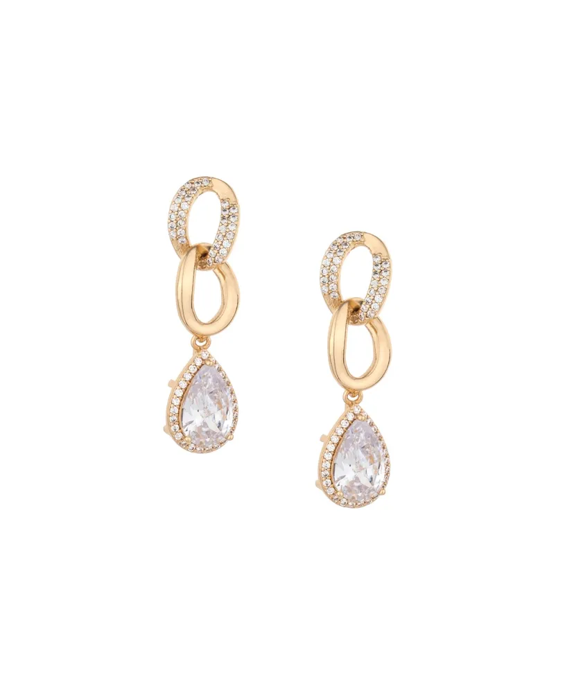 Ettika Crystal 18K Gold Plated Drop Earrings