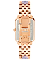 Anne Klein Women's Three Hand Quartz Rose Gold-tone Alloy and Lavender Ceramic Link Bracelet Watch, 32mm - Rose Gold