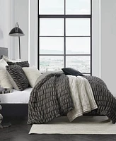 Karl Lagerfeld Paris Ruched 3 Piece Duvet Cover Set, Full/Queen