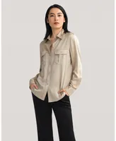 Lilysilk Women's Sandwashed Silk Shirt With Epaulettes for Women