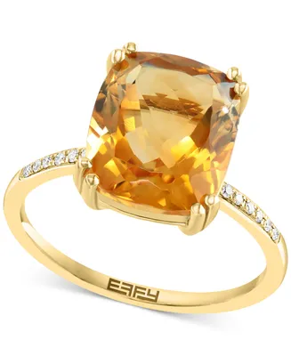 Effy Green Quartz (4 1/3 ct. t.w.) & Diamond Accent Ring 14k Yellow Gold (Also available Smoky Quartz, Citrine and Pink Amethyst)