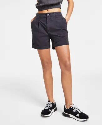 Calvin Klein Jeans Women's Cotton Mid-Rise Pleated Shorts