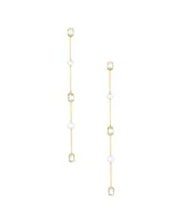 Ettika Freshwater Pearl and Glass Linear Drop Earrings