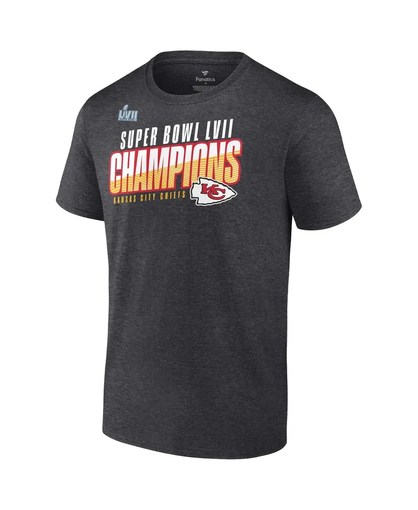 Men's Fanatics Heather Charcoal Kansas City Chiefs Super Bowl Lvii Champions Victory Formation T-shirt