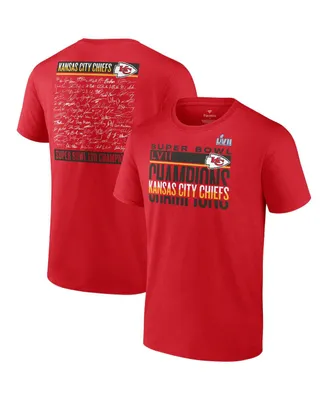 Men's Fanatics Red Kansas City Chiefs Super Bowl Lvii Champions Signature Roster T-shirt