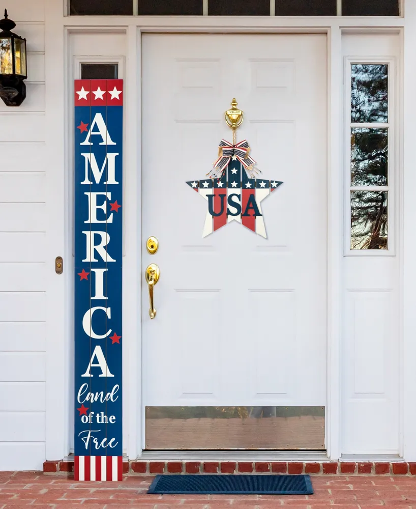 Glitzhome 60" H Wooden Patriotic, Americana Porch Sign