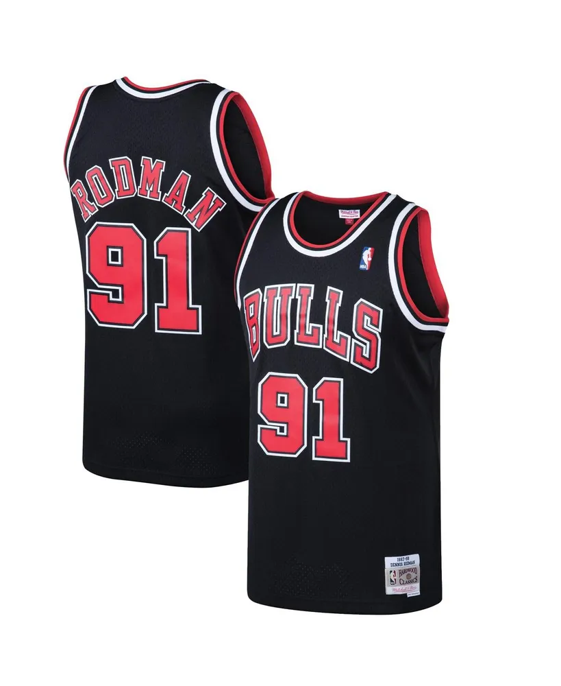 Men's Mitchell & Ness Dennis Rodman Black Chicago Bulls 1997-98 Hardwood Classics Swingman Jersey