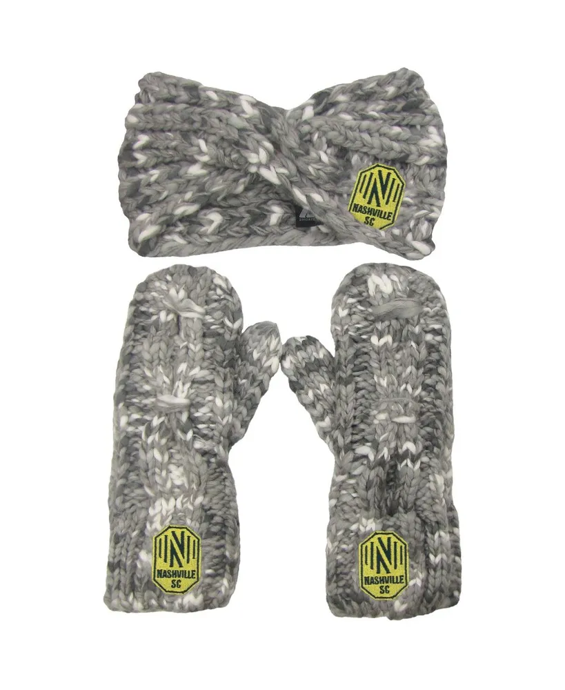 Women's ZooZatz Gray Nashville Sc Marled Headband and Mittens Set