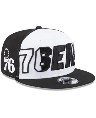 Men's New Era White and Black Philadelphia 76ers Back Half 9FIFTY Snapback Hat