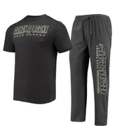 Men's Concepts Sport Heathered Charcoal, Black Wake Forest Demon Deacons Meter T-shirt and Pants Sleep Set