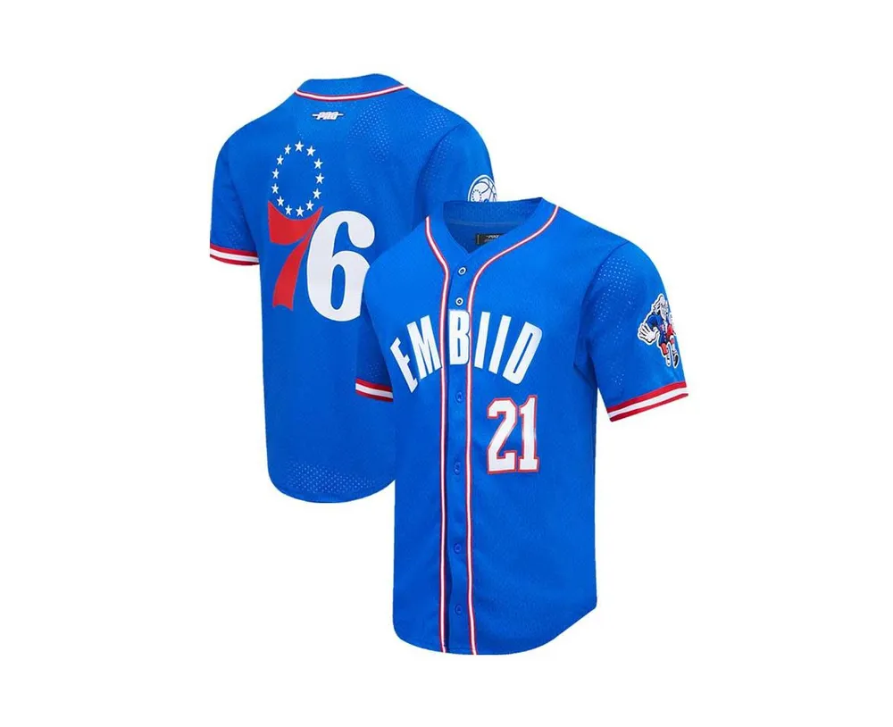 Men's Pro Standard Joel Embiid Royal Philadelphia 76ers Capsule Player Baseball Button-Up Shirt