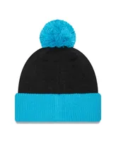 Men's New Era Black Charlotte Fc Confident Cuffed Pom Knit Hat