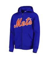 Big Boys Royal New York Mets Wordmark Full-Zip Fleece Hoodie